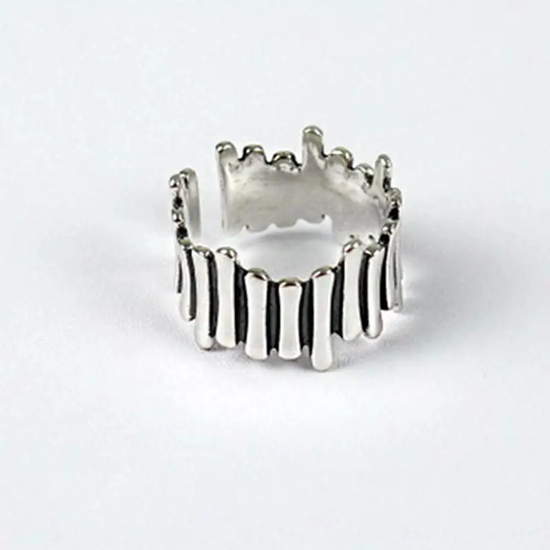 

Thai Silver Old Vintage Ring Men Women Creative Personality Irregular Word Opening Trend Asymmetric Rings Jewelry Whole Sale