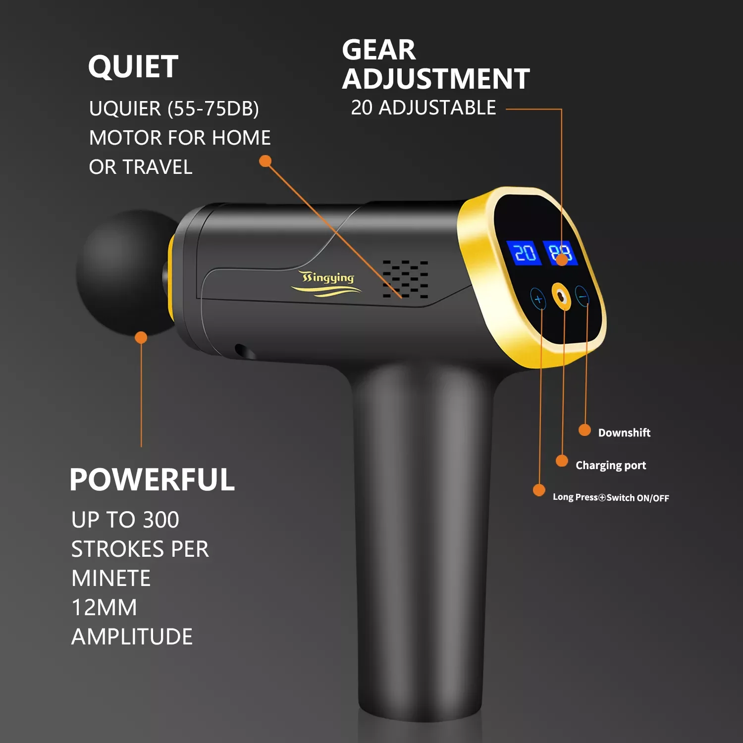 

Пистолет массажный POWCAN, Электрический вибрирующий массажер для шеи, оборудование для фитнеса, снижение уровня шума, расслабление мышц