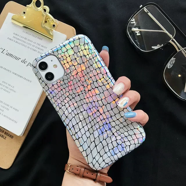 New Fashion Original soft silicone phone case For iphone 12 Mini 11 13 pro XS MAX X XR 7 8 6 plus Snake Skin Pu Leather cover