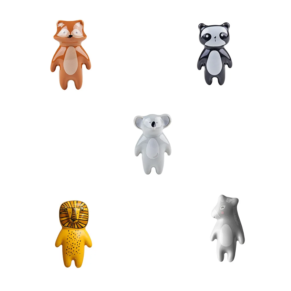 

6 Pieces Ceramic Cabinet Door Pull Animal Shape Cupboard Handle Type