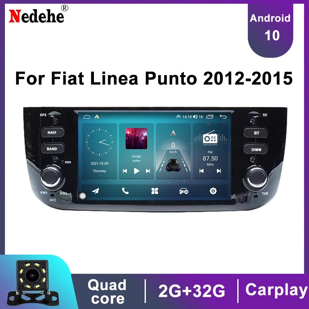 Reproductor Multimedia de vídeo y Radio para coche, autorradio estéreo con Android 10, navegación GPS, Carplay, para Fiat Linea Punto EVO 2012-2015