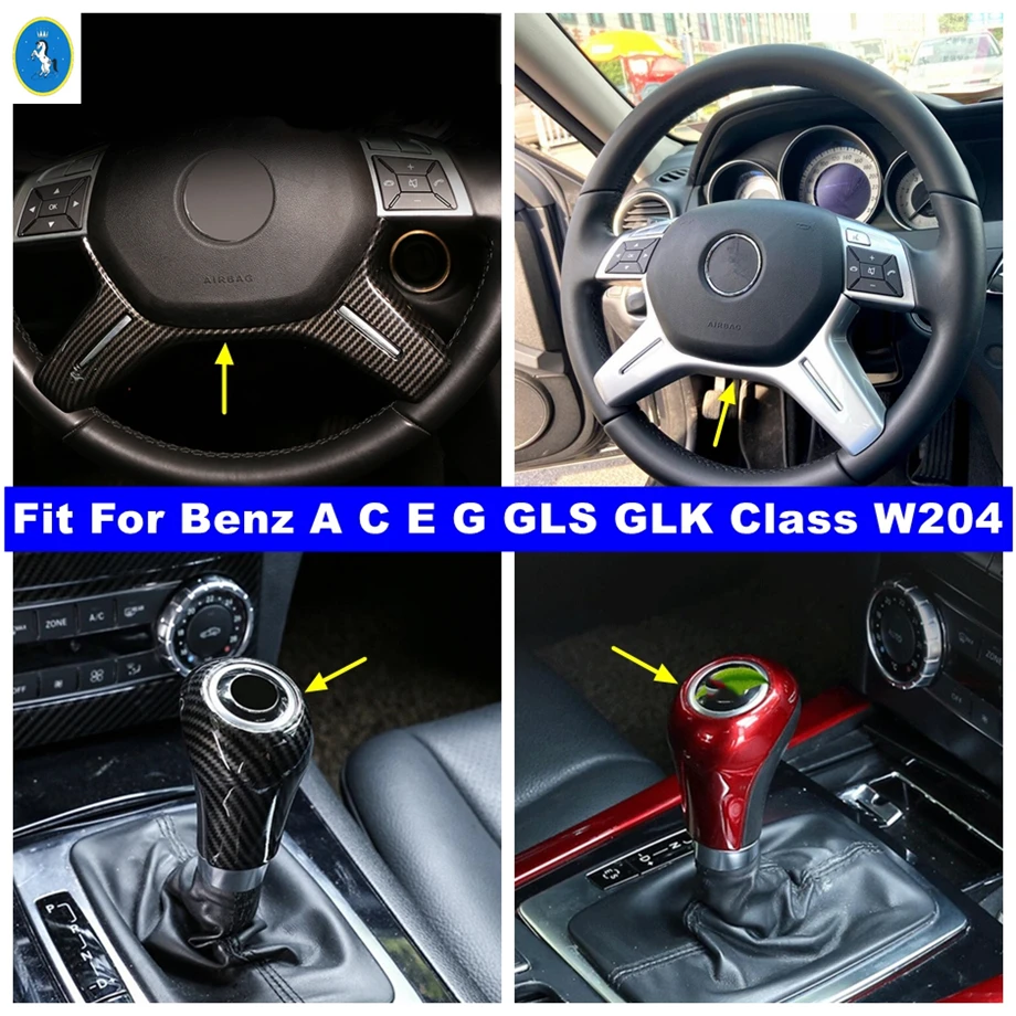 

Аксессуары рычаг переключения передач на рулевое колесо, рукоятка переключения передач, крышка ручки переключения передач для Benz A C E G GLS GLK Class W204, углеродное волокно