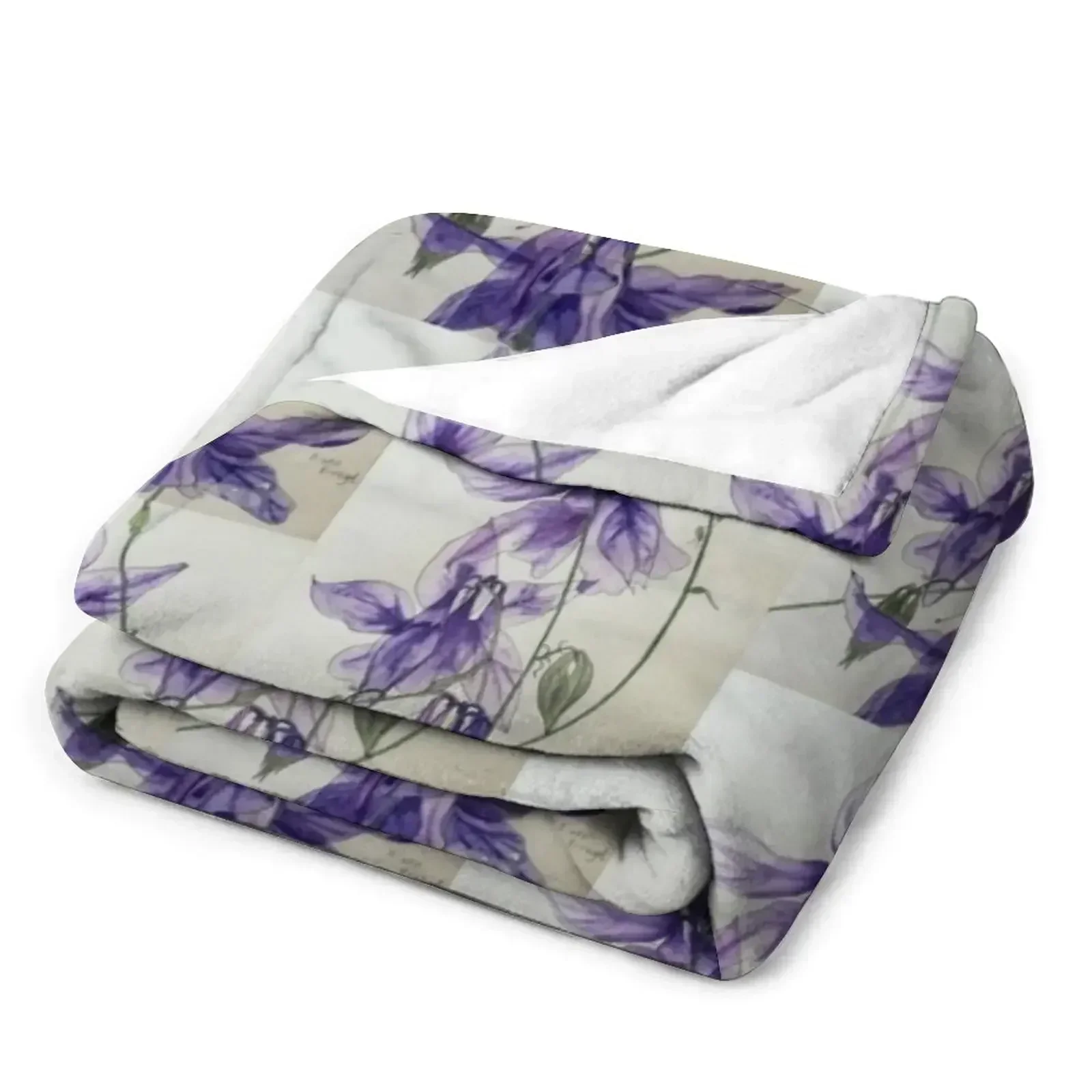 Одеяло Aquilegia Columbine синего цвета с акварельной росписью теплое зимнее одеяло и