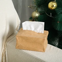 kraft paper tissue box cover napkin holder for car washable pu leather tissue box tissue case home organizer storage