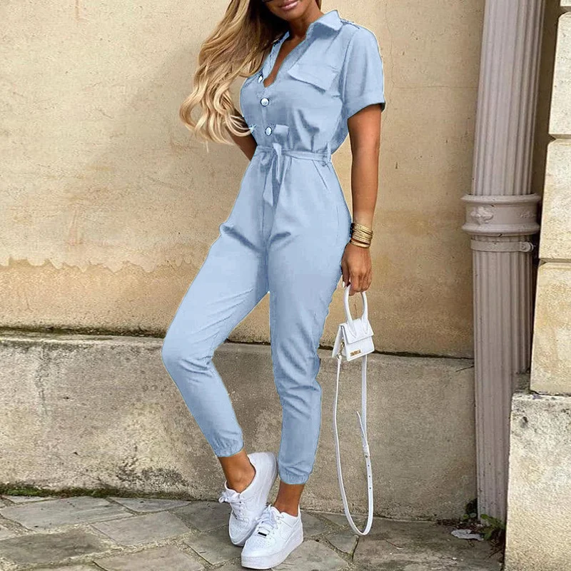 

Women's Jumpsuit Tights Belt Street Casual Jumpsuit Overalls