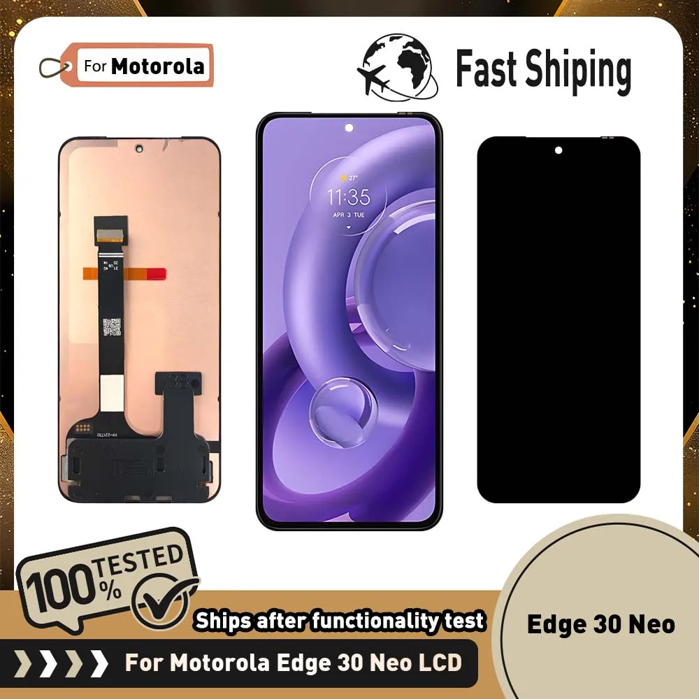 Фото 6,28-дюймовый AMOLED-дисплей для Motorola Edge 30 Neo, сенсорный экран, дигитайзер в сборе, запасные части для замены ЖК-дисплея Motorola XT2245-1 №1