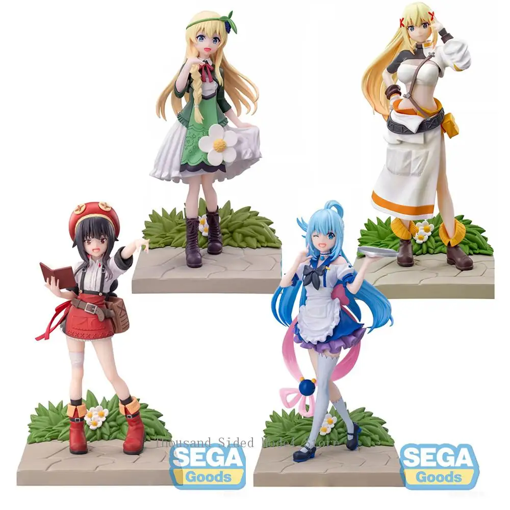 Фото В наличии оригинальная фигурка SEGA Luminasta KonoSuba Megumin Darkness Aqua Iris, модель из ПВХ, коллекционные игрушки, кавайная кукла, подарок №1