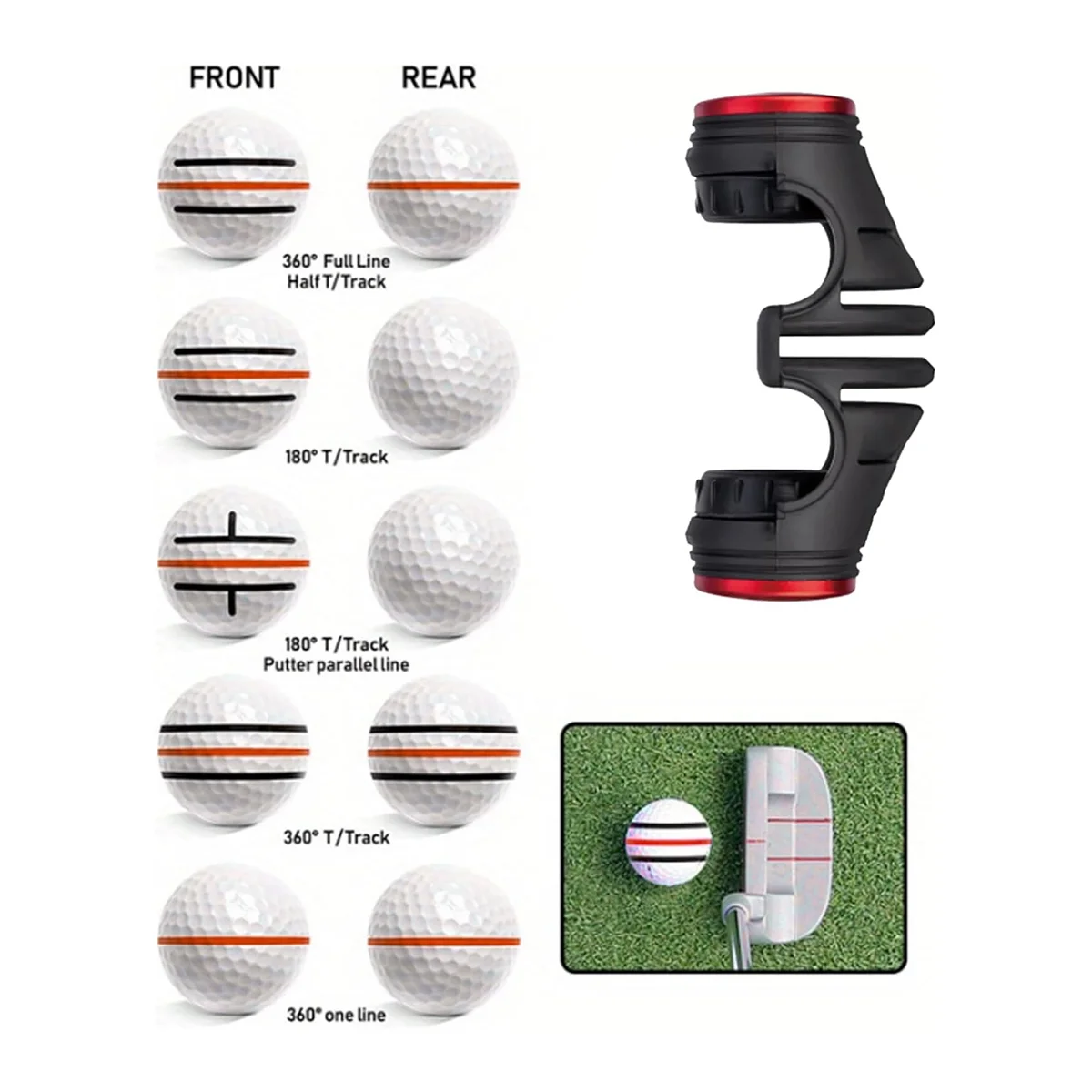 Трафарет для маркера игры в гольф с 4 цветными маркерами тройные линейные маркеры