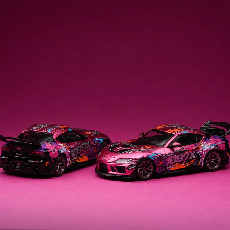 Фото 1:64 Supra A90 1087X Lion Dance GT3 литая под давлением миниатюрная модель модели автомобиля из сплава, фигурка для взрослых, игрушка для мальчиков, детский подарок №2