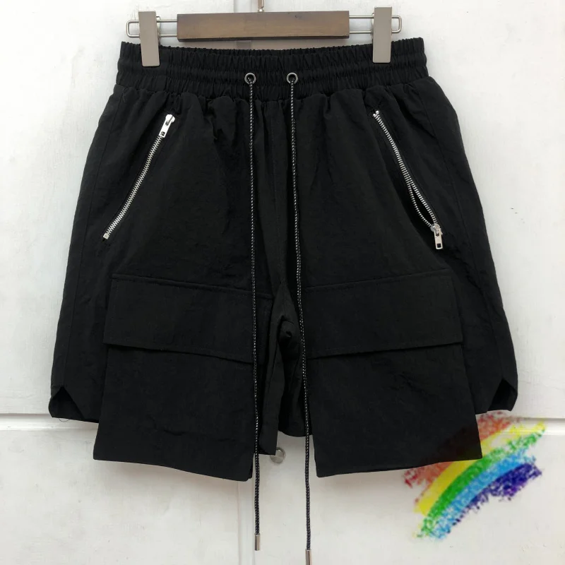 

Black Shorts Men Women High Quality Zipper Pocket Man Shorts Slightly Oversize Breeches