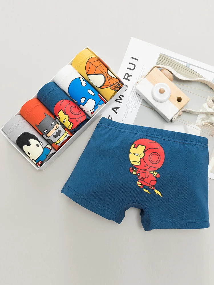 LJMOFA 5pcs 3-14T Cute Kids Boys Underwear Cartoon Pattern Safety for Skin Breathable Comfortable Children Boxer Panties B114