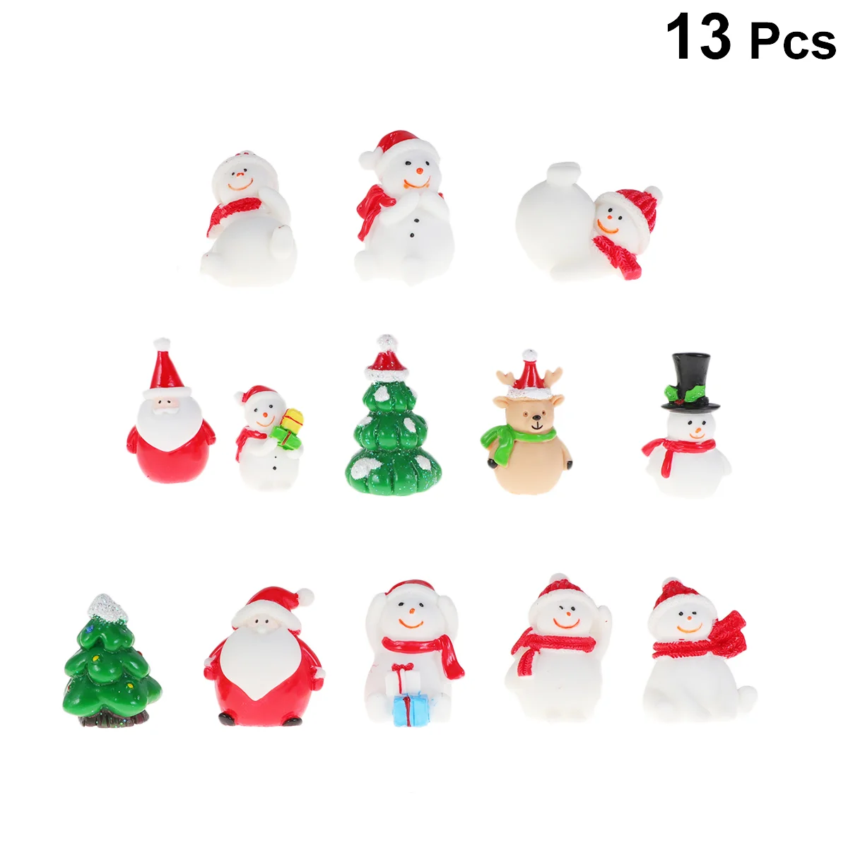 

13pcs Xmas Miniature DIY Craft Christmas DIY Accessories Xmas Decor Christmas Household Ornament Resin Snowman Reindeer Decor