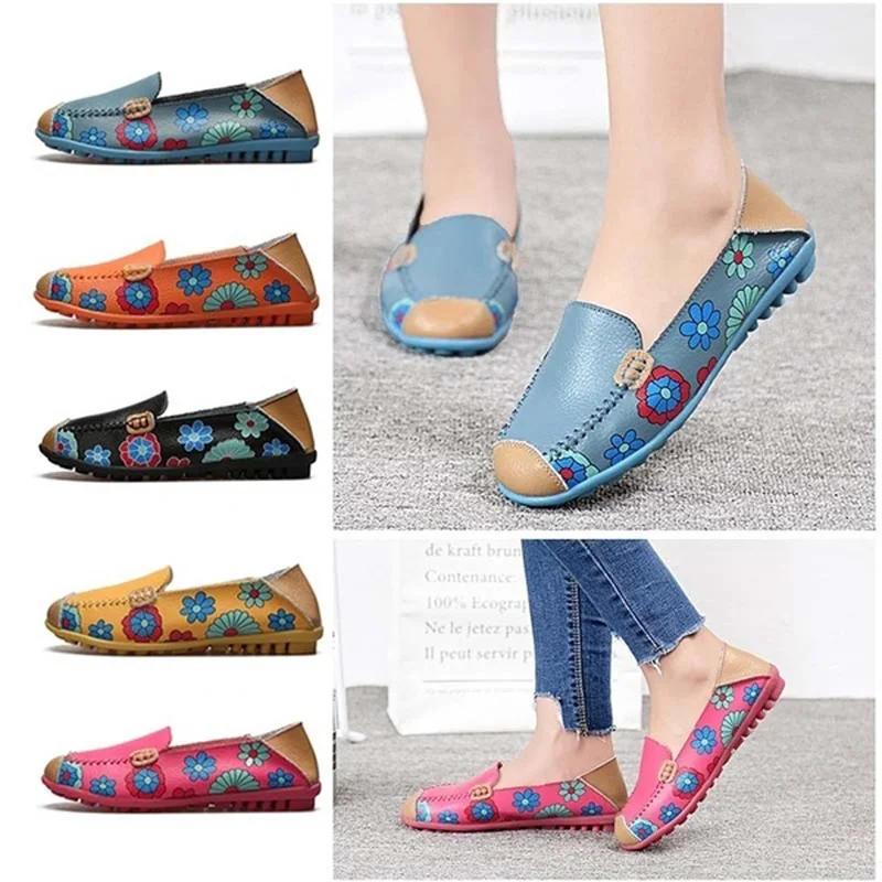 

Women Flats Summer Women Genuine Leather Shoes With Low Heels Slip On Casual Flat Shoes Women Loafers Soft Nurse Ballerina Shoes