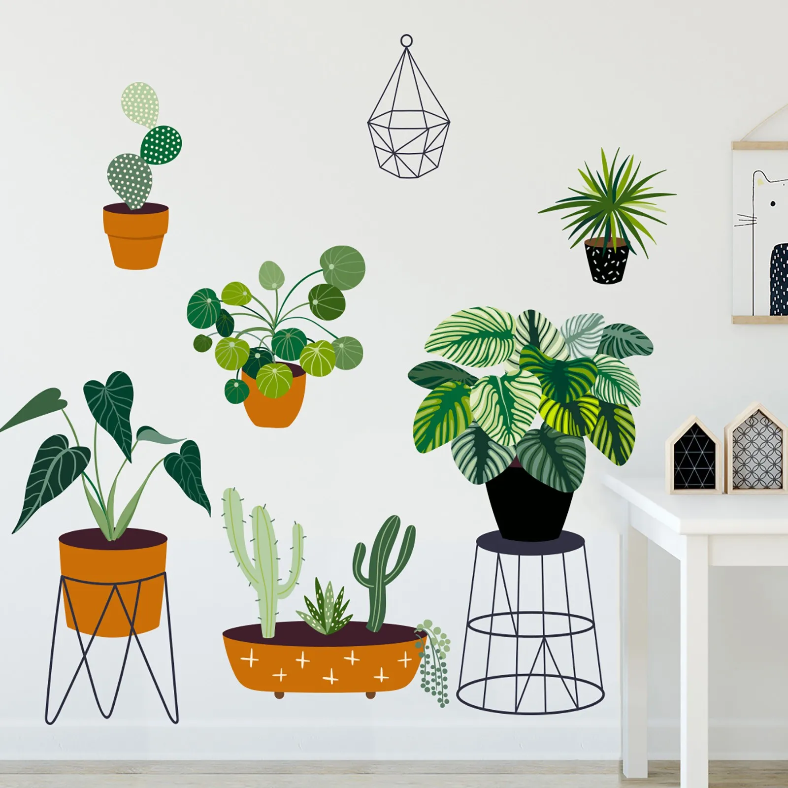 Wallpaper for Teen Girls Wallpaper for Room Wall Ballet Wallpaper for Living Room Wall Sticker Green Potted Plants Leaves Little