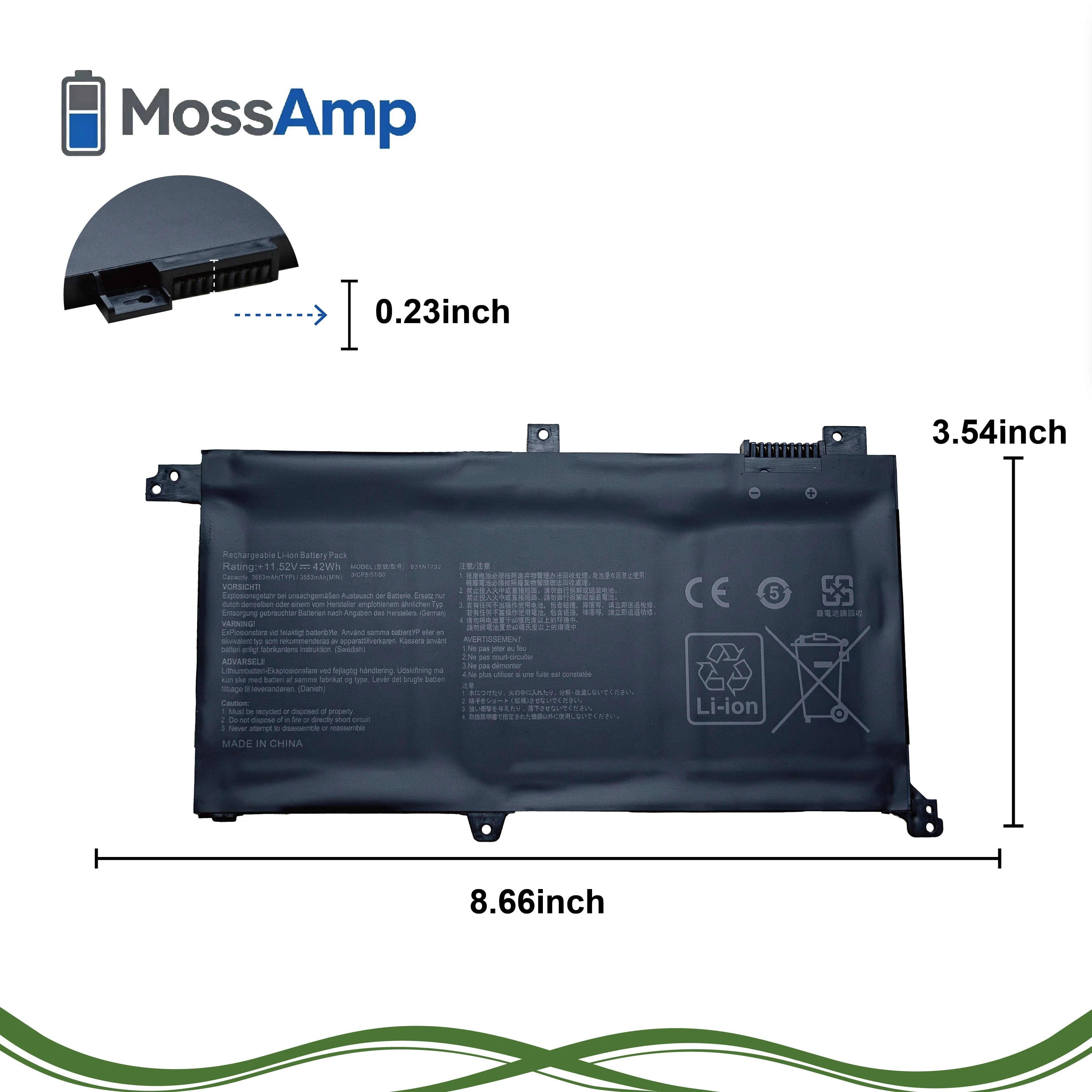 Фото MossAmp B31N1732 для ASUS VivoBook S14 X430UA X430UF X430UN X430FA X430FN S4300F S4300U X571GT X571LH X571G №4