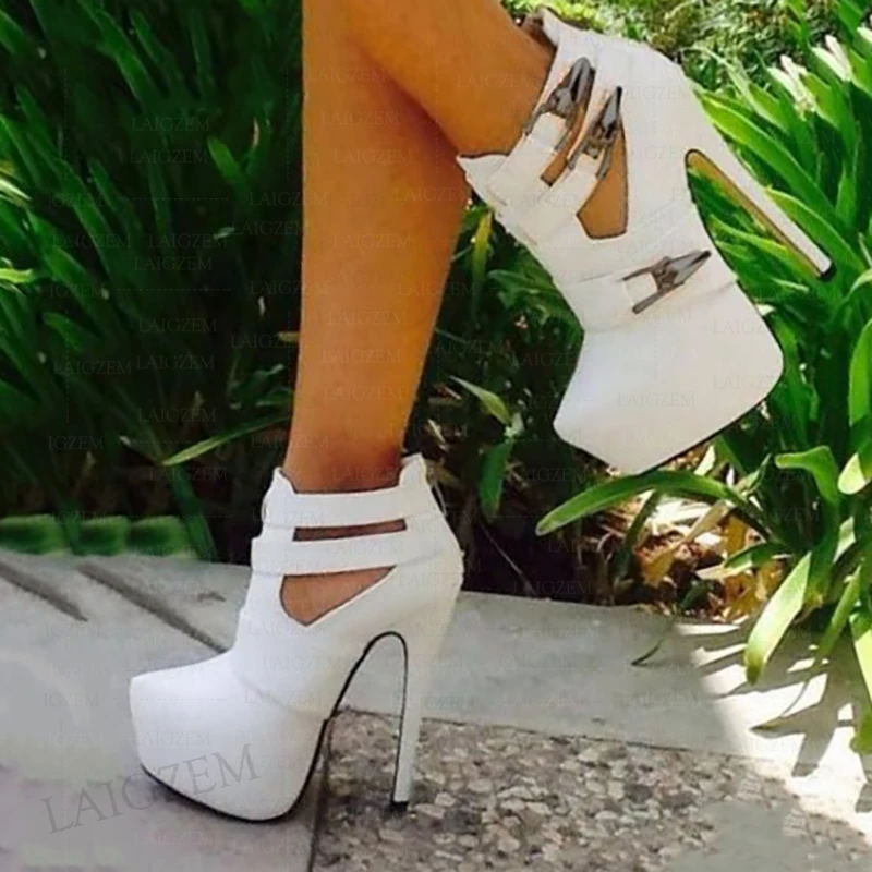 Женские туфли-лодочки ZHIMA на платформе с круглым носком молнии сзади тонком