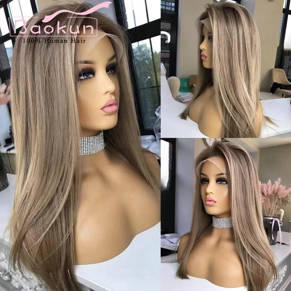 Парик женский прямой из натуральных волос 13 х6 дюймов без клея