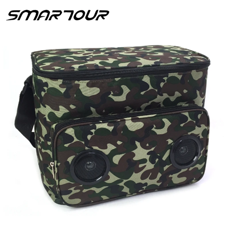 

Camo Music Speaker Thermal Lunch Cooler Shoulder Bag with Speaker