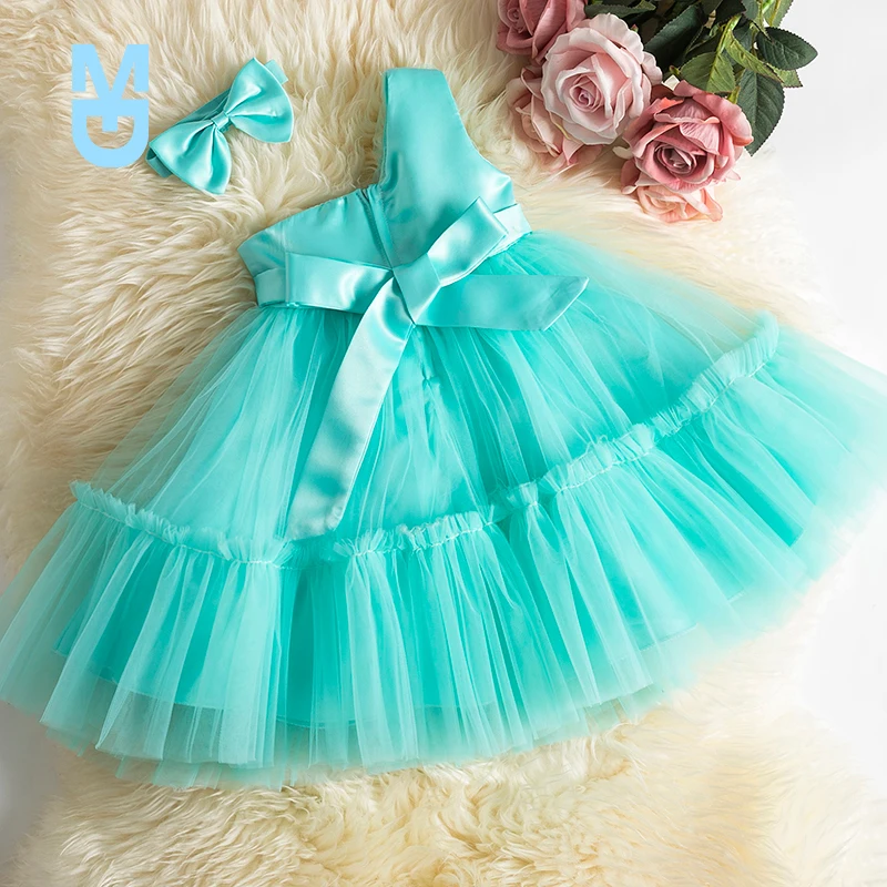 

New born Girl Tutu Dress Headband Outfit Bowknot Clothes Baby Summer Dress Infant Party Wear Christening Gown 1 Year Birthday