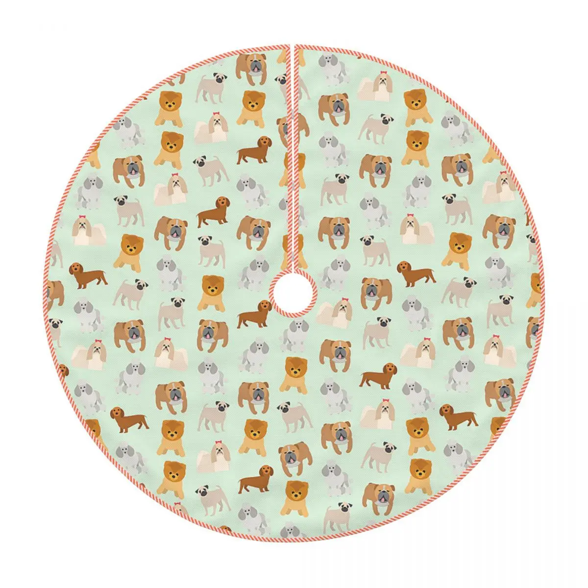 

Cartoon Dogs Christmas Tree Skirt Home Decor 30" Linen Tree Mat For New Year Party Decorations Supplies