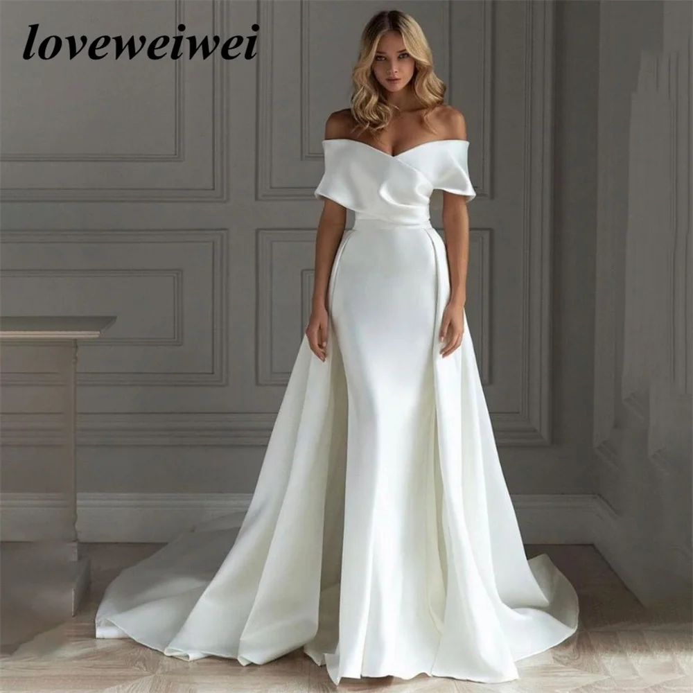 

Ivory Off The Shoulder Evening Dresses Detachable Trailing Tail Charming Prom Dress Mermaid Party Dresses vestidos de noche