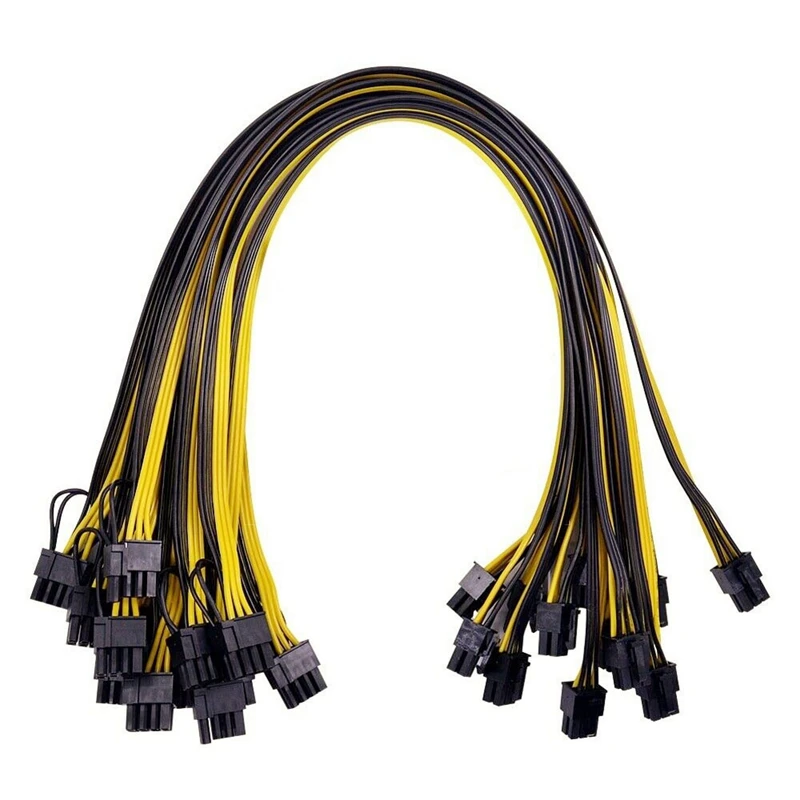 

100CM 18AWG GPU PCIE 6Pin Male To 8Pin (6+2) Male Graphics Video Card Power Cable For BTC Ethereum Miners Mining 12Pcs