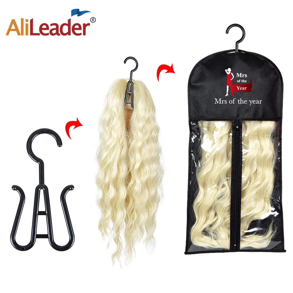 

Hair Extensions Storage Bag With Hanger Portable Wig Storage Bags For Multiple Wigs Ponytail Bundles Hair Extensions Bag