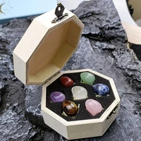 st65 nature crystal rock crystal jade chakra egg set pendant geometric oval ornament colorful stone gift box
