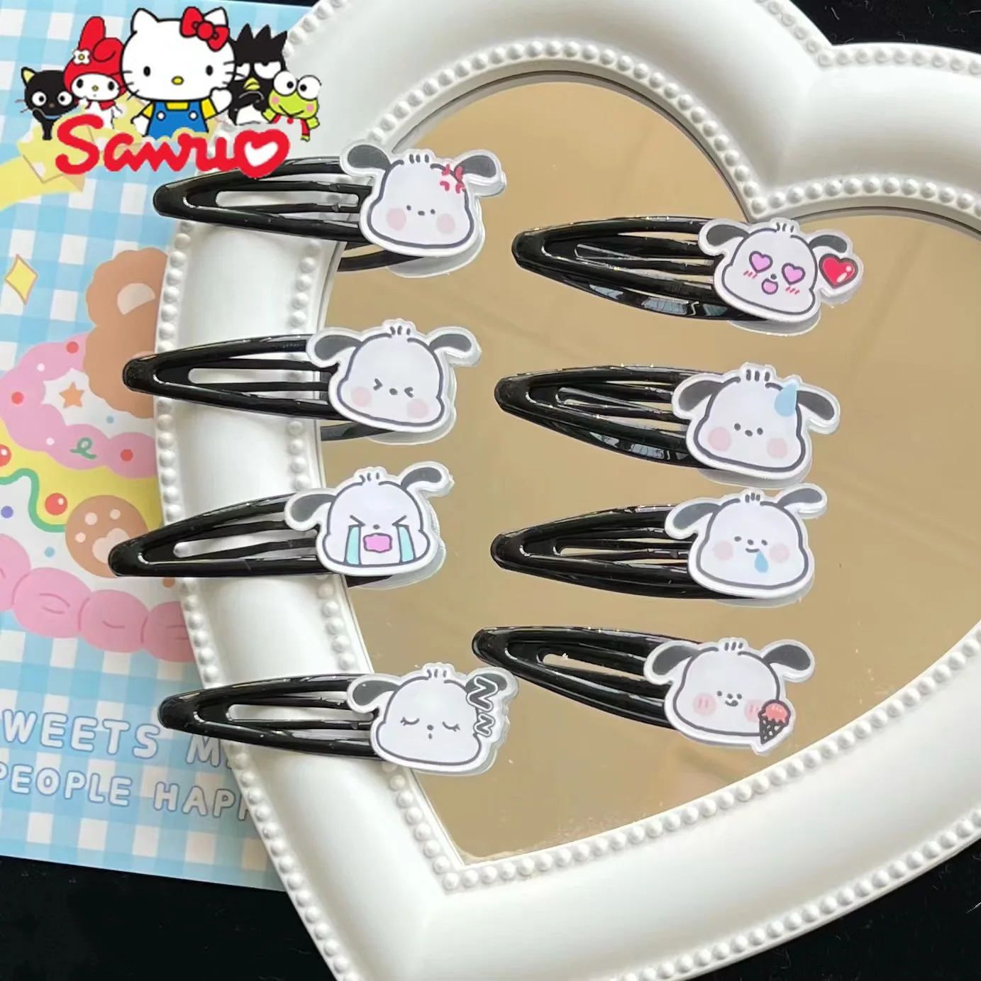 

Sanrio Kuromi Hello Kitty Melody Cinnamoroll понравико симпатичный зажим для волос в виде собаки Pachacco шпилька для волос японская Студенческая челка боковой головной убор