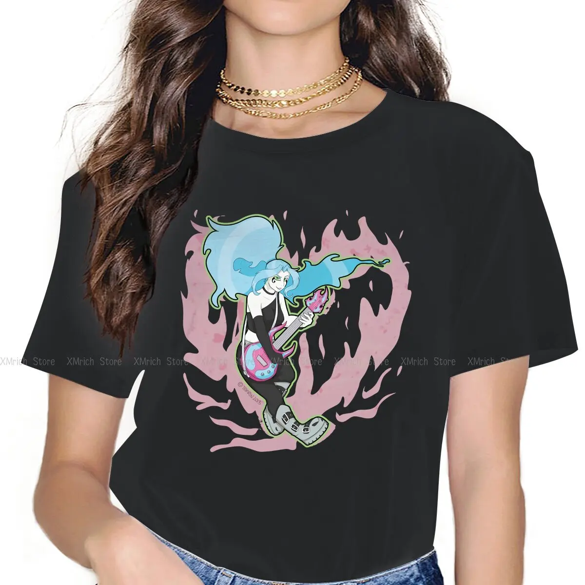 Camisetas Ember McLain para mujer, blusas 100% de algodón con dibujos animados de Danny Phantom, camiseta de manga corta con cuello redondo, Idea de regalo