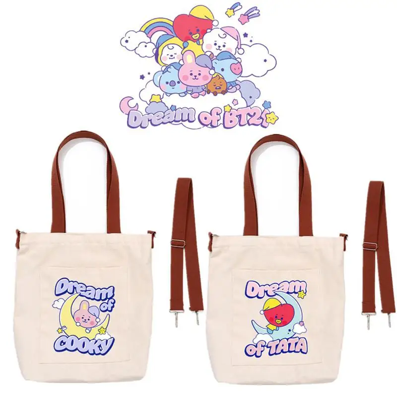 Аниме мультфильм Bt21 Tata Cooky Koya простая модная сумка Y2K новая холщовая женская через