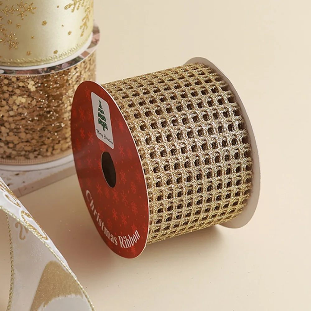 Новогодние ленты 10 ярдов имитация конопли материал золотого банта проводные