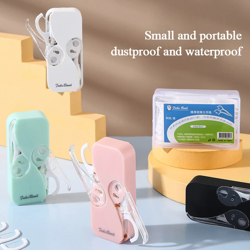 

Portable Automatic Dental Floss Box Mini Floss Storage Box Convenient Dental Floss Stick Sanitary Dental Floss Oral Health Care