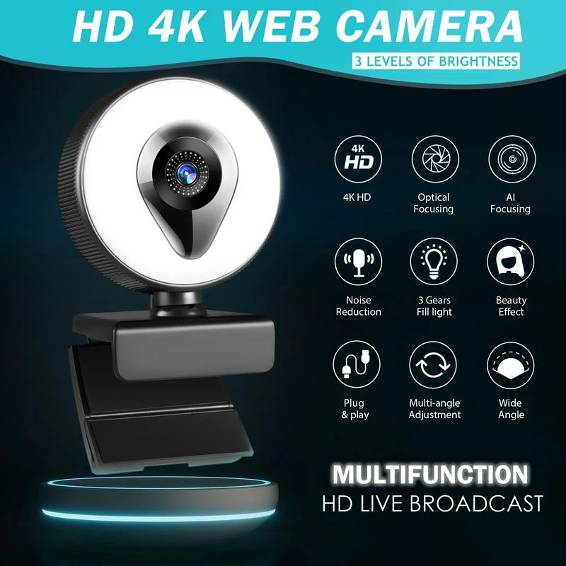 

Webcam 4K Autofocus Web Camera 1080P Computer USB Webcams 2K WebCam with Microphone New Camera Cover for Desktop Computer Camera