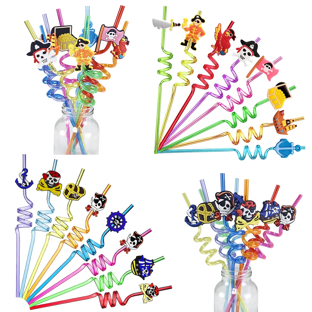 8 шт. спиральные соломинки для пиратской охоты за сокровищами