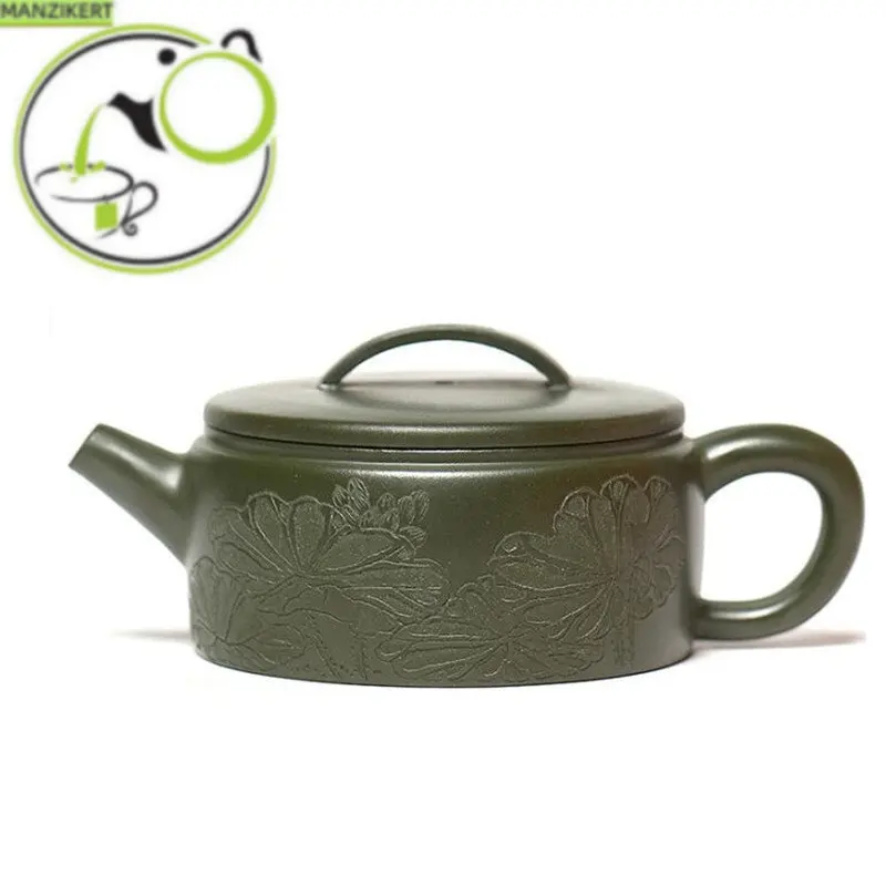 

150ml Yixing Purple Clay Teapots Famous Artists Handmade Large Caliber Tea Pot Raw Ore Green Mud Kettle Chinese Zisha Tea Set