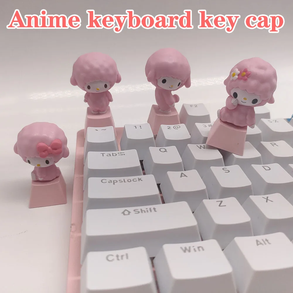Keycaps Translucent  for Mechanical Keyboard Caps Pink Cute Cartoon Anime Stereo Pbt Cherry Mx Esc Custom Key Cap Beautiful Girl