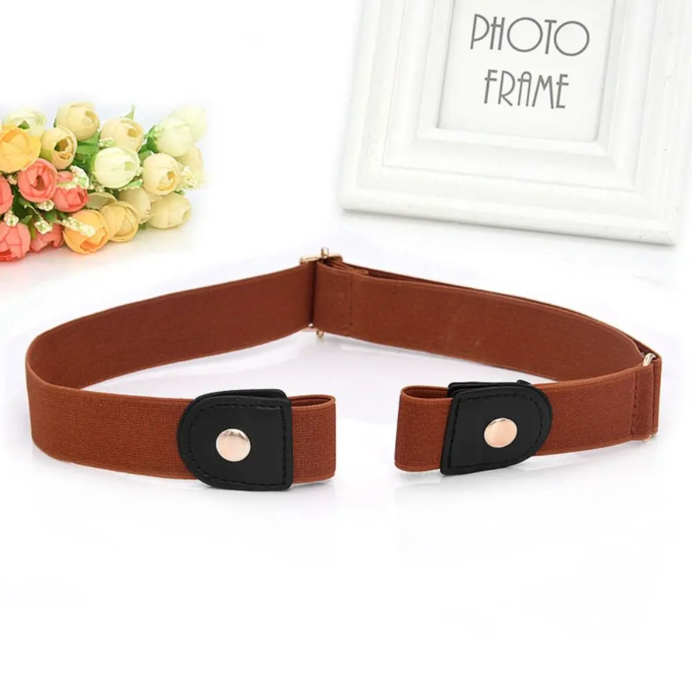 

PU Waist Belt Casual Adjustable 10 Colors Elastic Belts Alloy No Buckle Belts Men Women