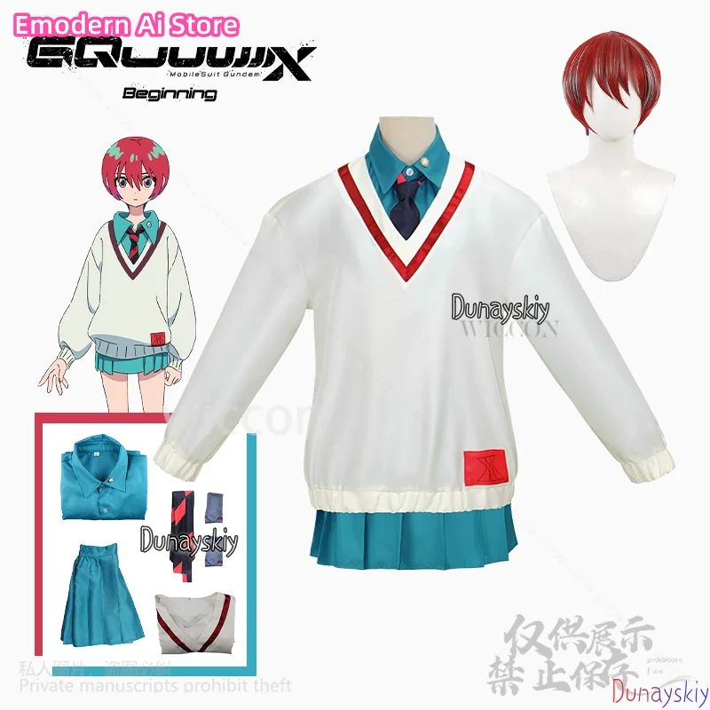 Аниме Gquuuuuux косплей Amate Yuzuriha японская униформа Jk платье красные парики для