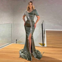kybeliny 2022 bling mermaid slit evening dresses customised prom robe de soiree graduation celebrity vestido fiesta women formal
