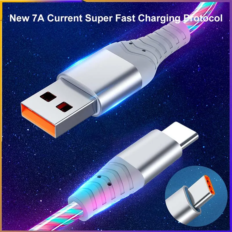 

Flow Luminous Fast Charging Cable Micro USB Type-C Cables 100W Fast Charge Cable For Xiaomi Samsung Accessories
