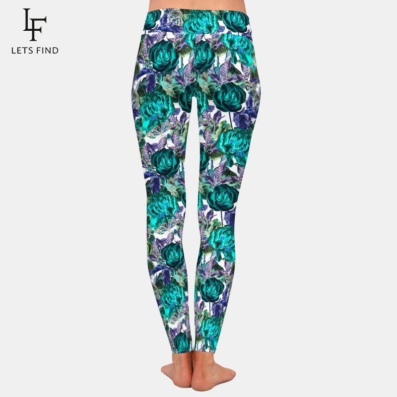 Леггинсы LETSFIND женские Стрейчевые с высокой талией модные штаны цифровым принтом