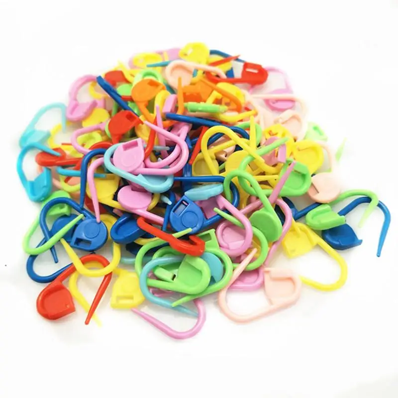 

100 шт., разноцветные пластиковые маркеры для вязания крючком