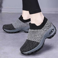 fashion pumps women thick bottom mesh outdoor vulcanize shoes slip on casual sneakers air cushioned platform daddy shoes white