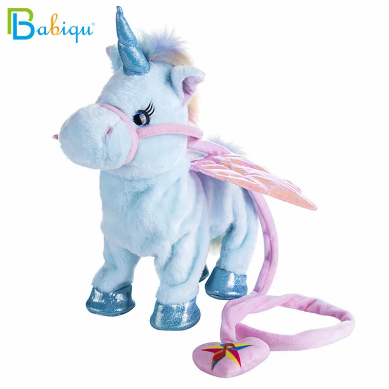 

Cute Unicorn rope Pegasus doll, an electric dragon horse plush toy that can walk and sing