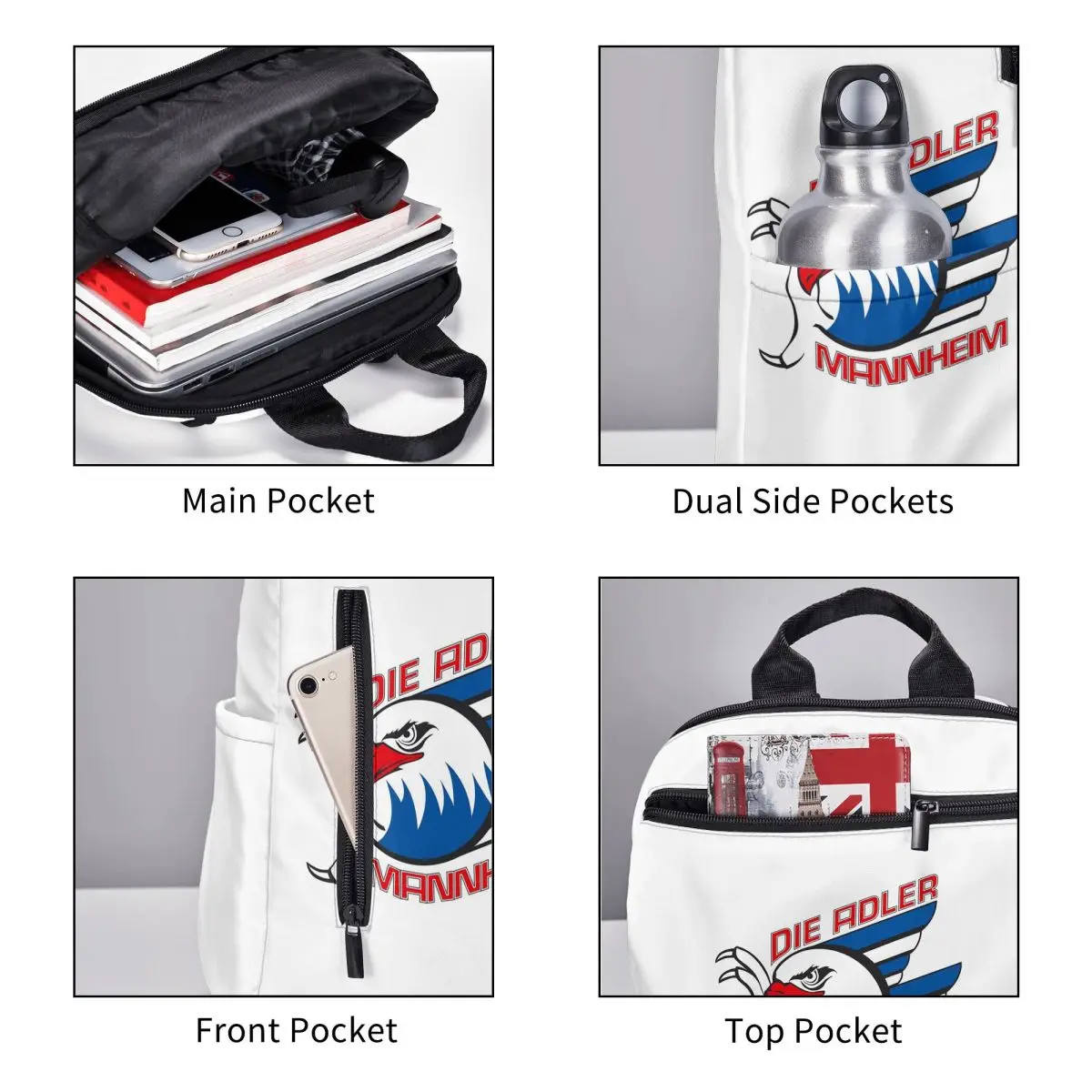 Рюкзак Adler Mannheim Hockey для студентов, школьный рюкзак, походный рюкзак для путешествий, сумка для книг, сумка через плечо для мужчин и женщин (art.: 3920dbb513403) - 3920dbb513403