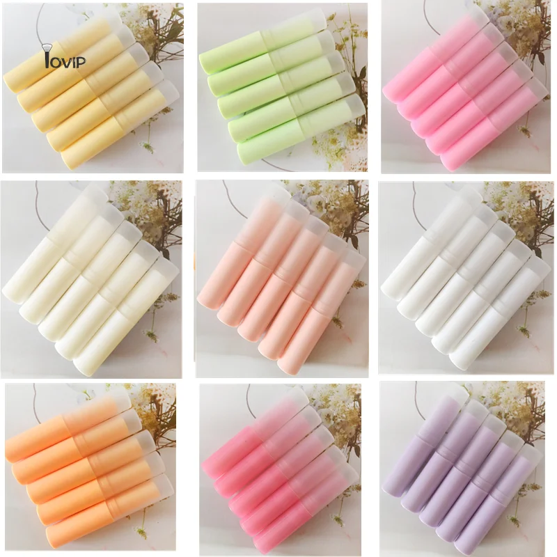 

5Pcs/lot 3g Lipstick Tube Lip Balm Container With Caps Mini Empty Lip Balm Stick Tube 9 Colors