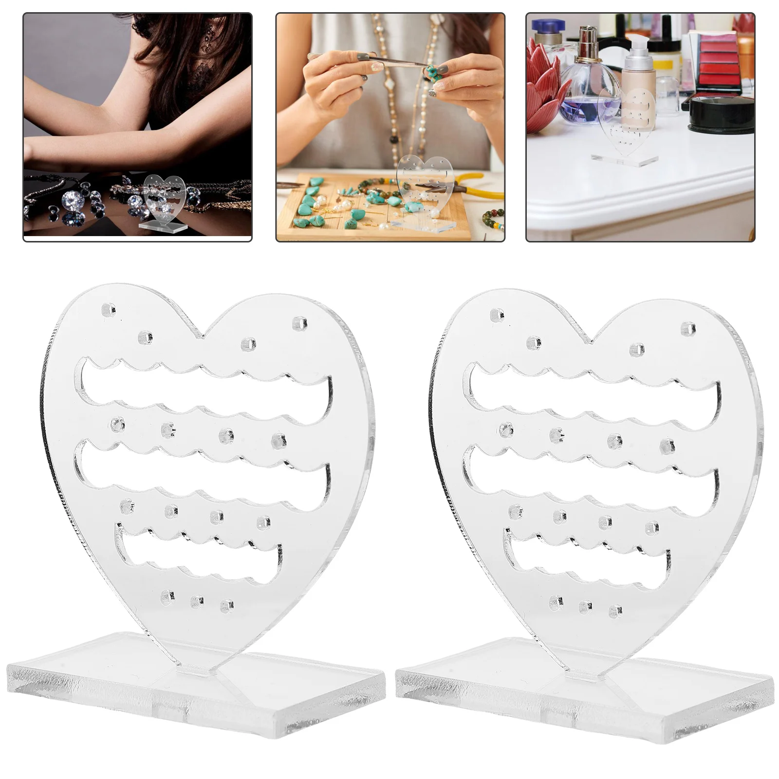 

2 Pcs Organizer Shelf Jewelry Retail Holder Acrylic Earring Display Rack Small Miss