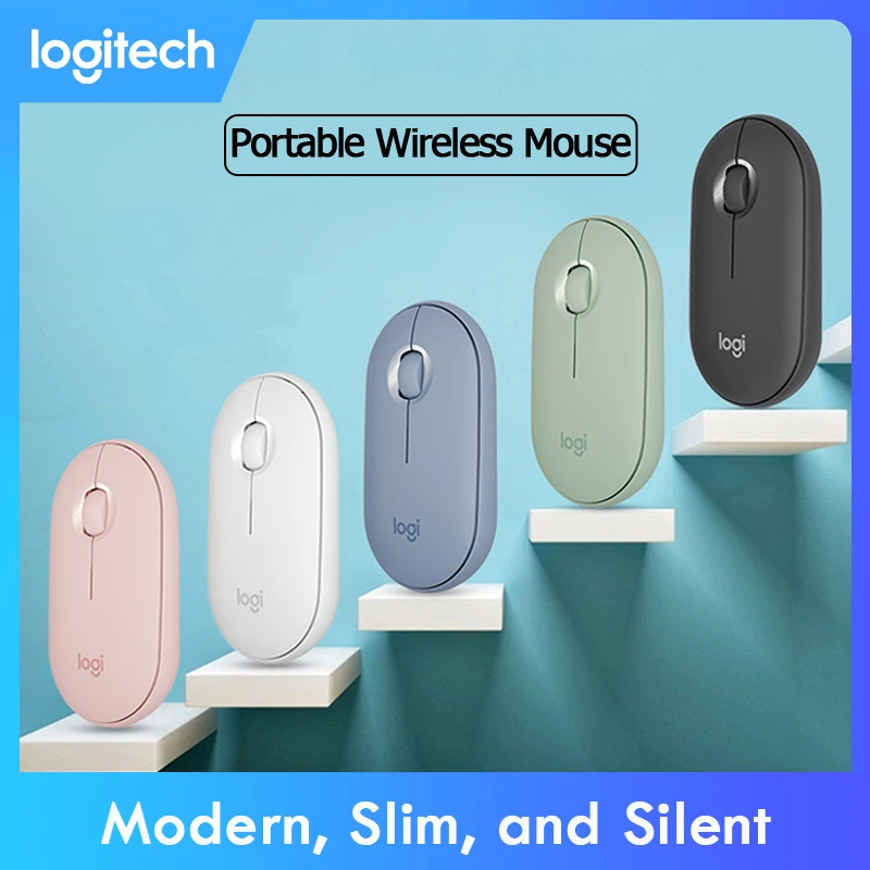 

Оригинальная Беспроводная Бесшумная мышь Logitech Pebble M350, Bluetooth для ПК, ноутбука, Macbook, Ipad, тонкая мини-мышь для дома и офиса