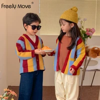 freely move 2022 autumn knitted cardigan sweater patchwork baby children clothing boys girls sweaters kids wear baby boy clothes